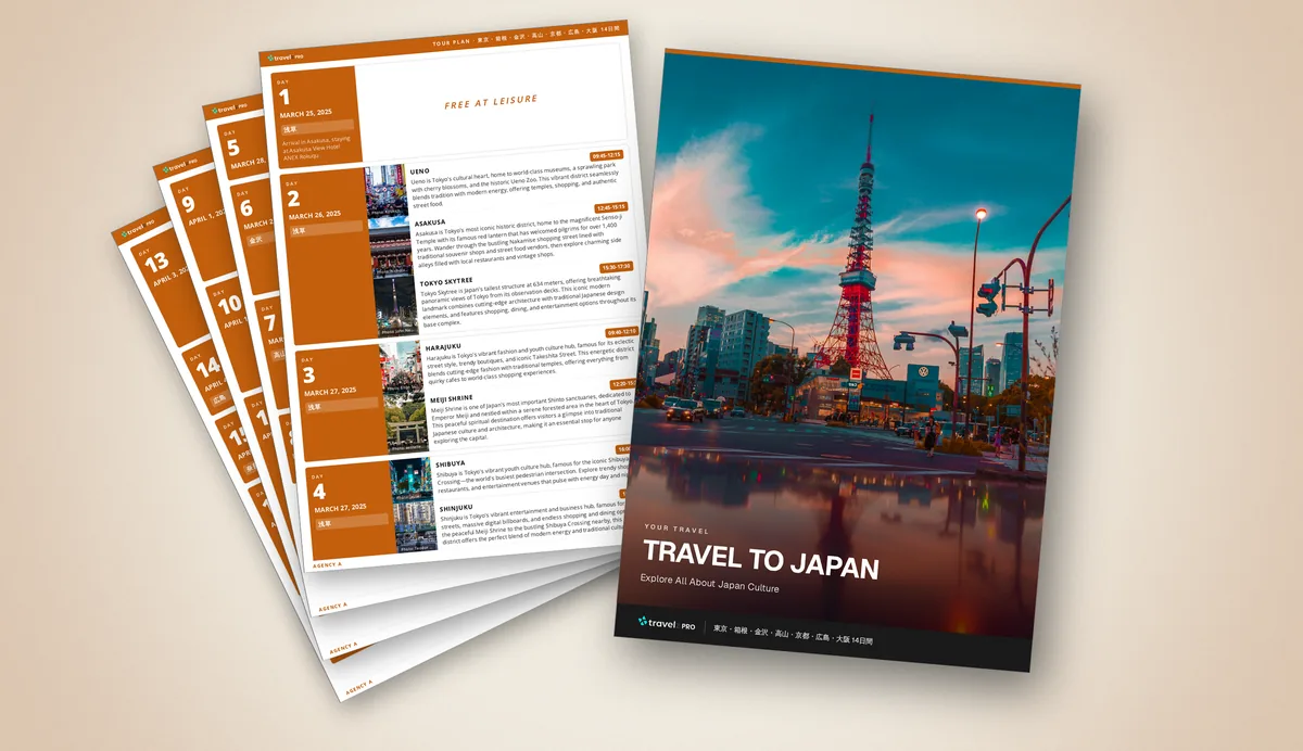 サンセット itinerary template — マガジン style